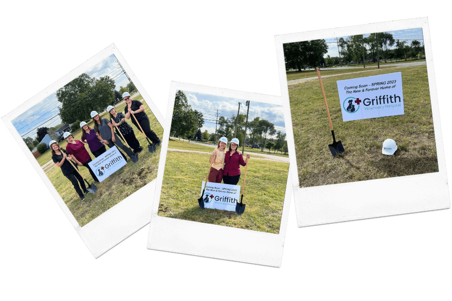 photo collage of Griffith ground-breaking